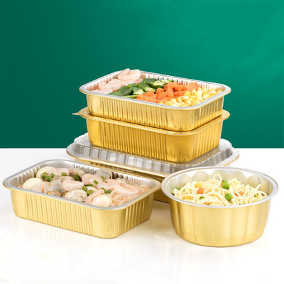 Quadrat-Aluminiumfolie fertigen Verpackungs-Kasten-Wegwerfmitnehmeraluminiumessenstablett besonders an