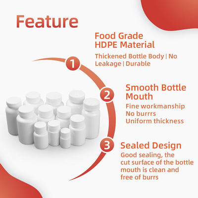 Leere PET Plastiktablettenfläschchen HDPE Vitamin-Kapsel-Verpackenflasche