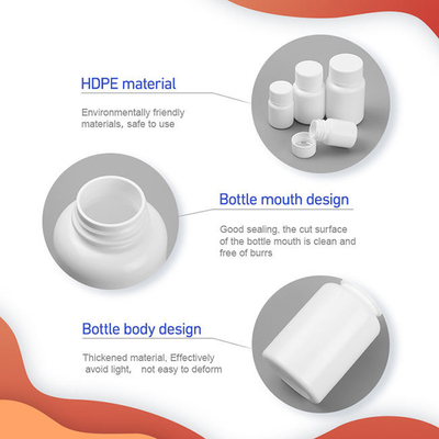 Leere PET Plastiktablettenfläschchen HDPE Vitamin-Kapsel-Verpackenflasche