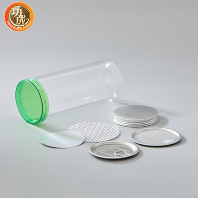 Leeres Haustier-Praline-Plätzchen-Glas-Plastikschokoladen-Glas mit Aluminiumdeckel