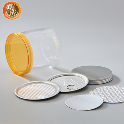 Leeres Haustier-Praline-Plätzchen-Glas-Plastikschokoladen-Glas mit Aluminiumdeckel