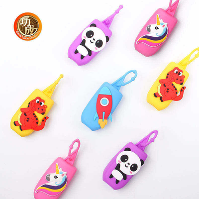 Mini Cute Travel Portable Plastic-Desinfizierer-Flasche mit Karikatur-Silikon-Halter